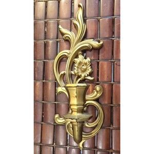 Vintage 1960s Ornate Wall Sconce Candle Holder Hollywood Regency Syroco Inc